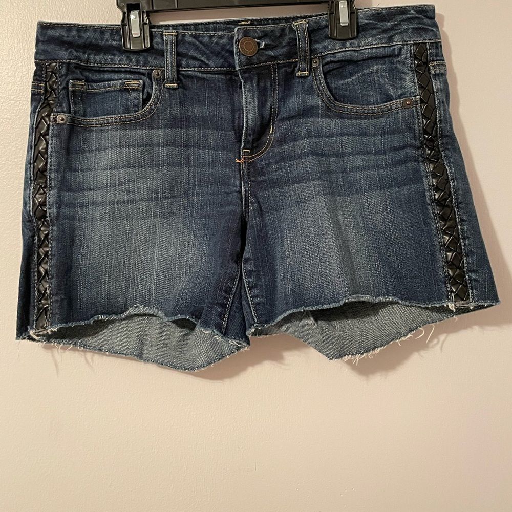American Eagle Jean shorts with faux leather detail